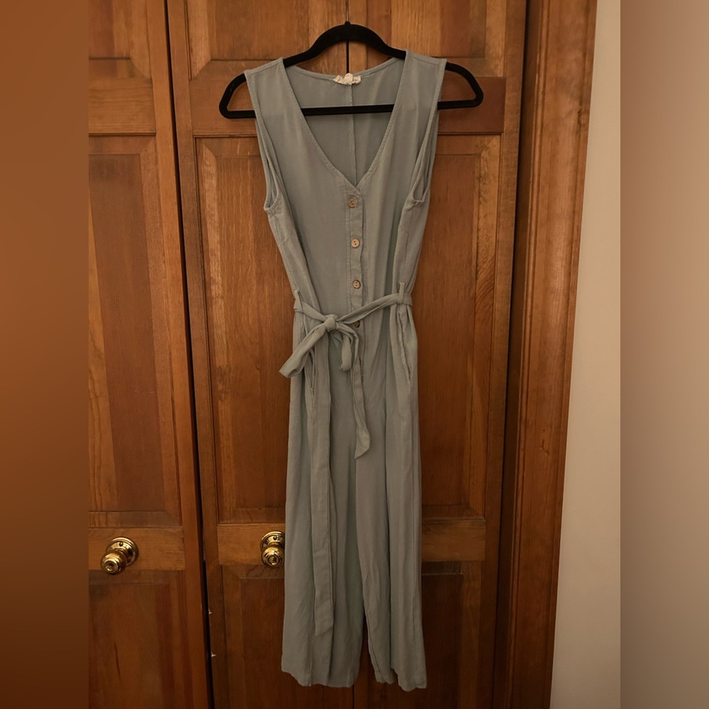 ee:some Women’s Sz L Hemp Cotton Boho/Bohemian Blend Blue/Turquoise Jumpsuit